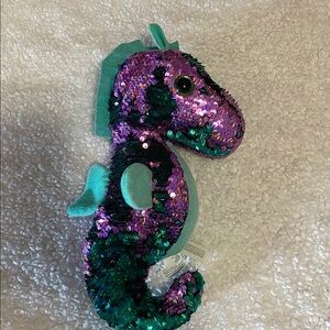 Nanco color flipping sequins seahorse purple and teal green stuffs cozy plush